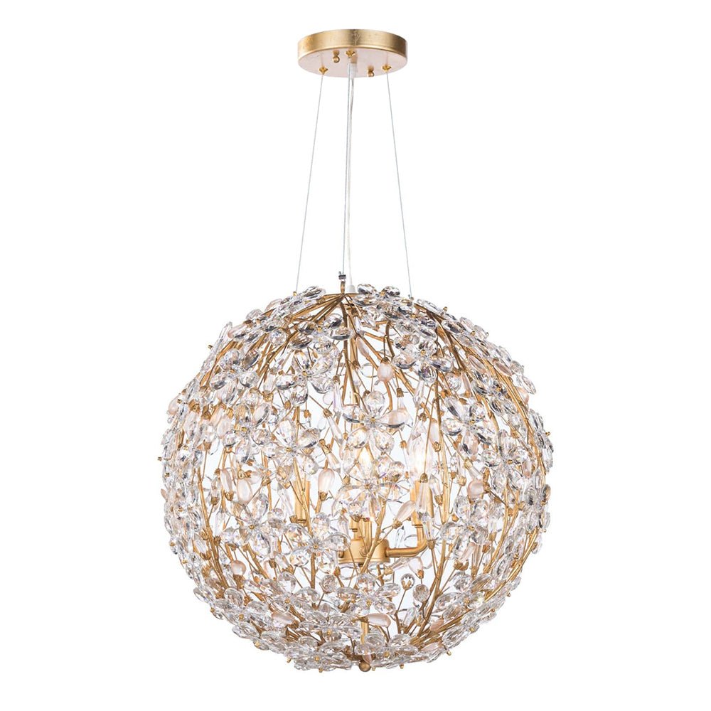 Bloom French Gold Blossom Crystal Floral Orb Chandelier