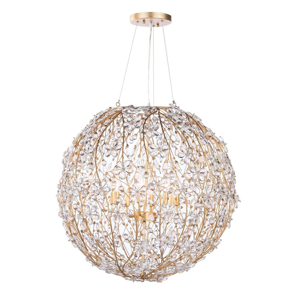 Bloom French Gold Blossom Crystal Floral Orb Chandelier