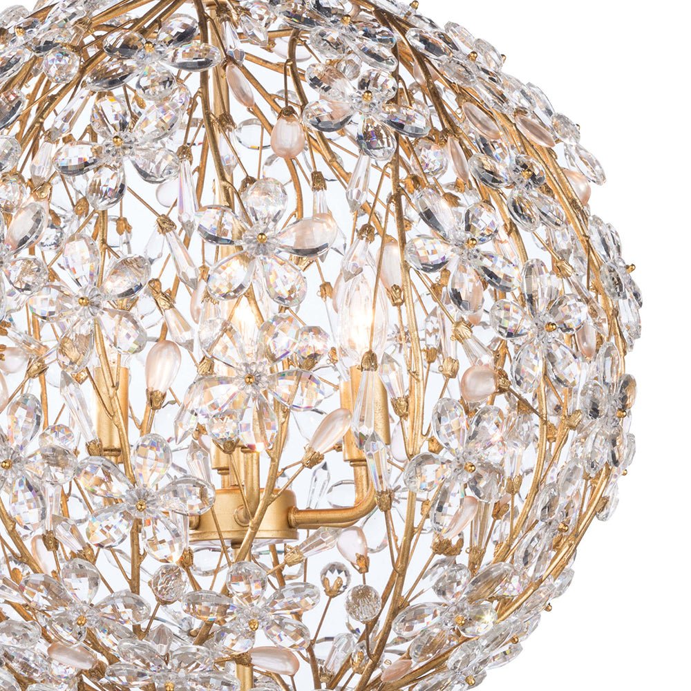 Bloom French Gold Blossom Crystal Floral Orb Chandelier