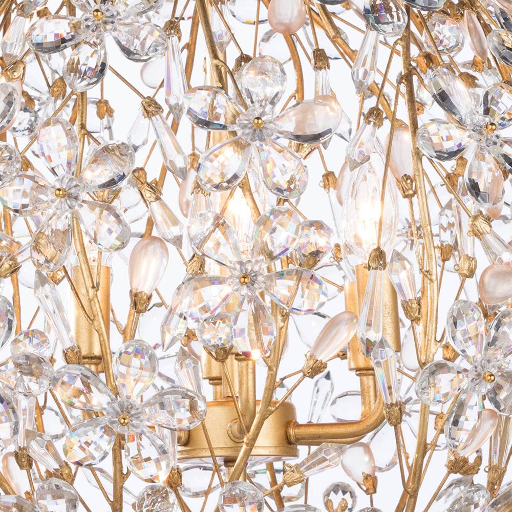 Bloom French Gold Blossom Crystal Floral Orb Chandelier