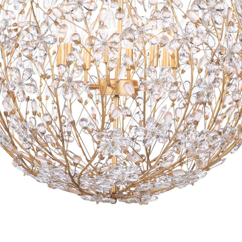 Bloom French Gold Blossom Crystal Floral Orb Chandelier