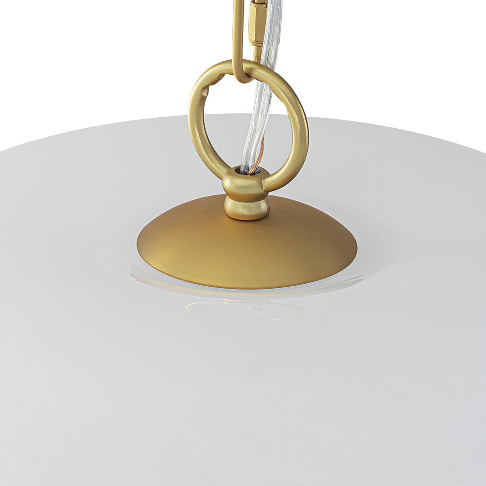 French Luxe 1-Light White Clouded Glass Round Pendant