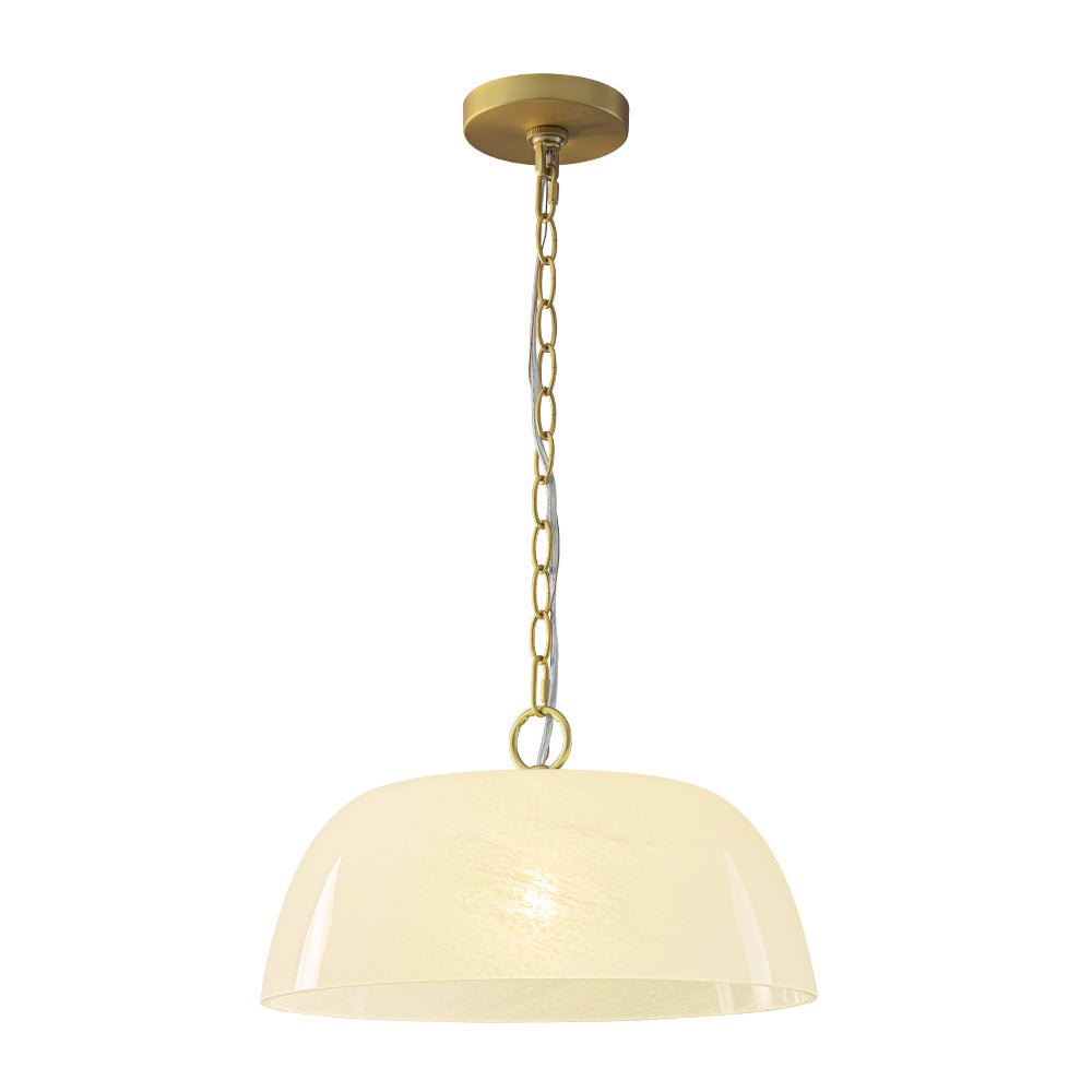 French Luxe 1-Light White Clouded Glass Round Pendant