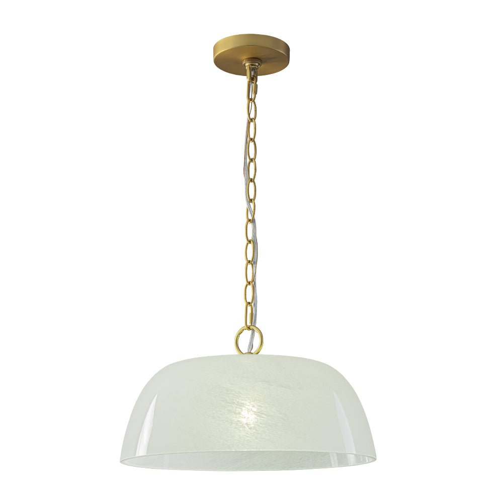French Luxe 1-Light White Clouded Glass Round Pendant