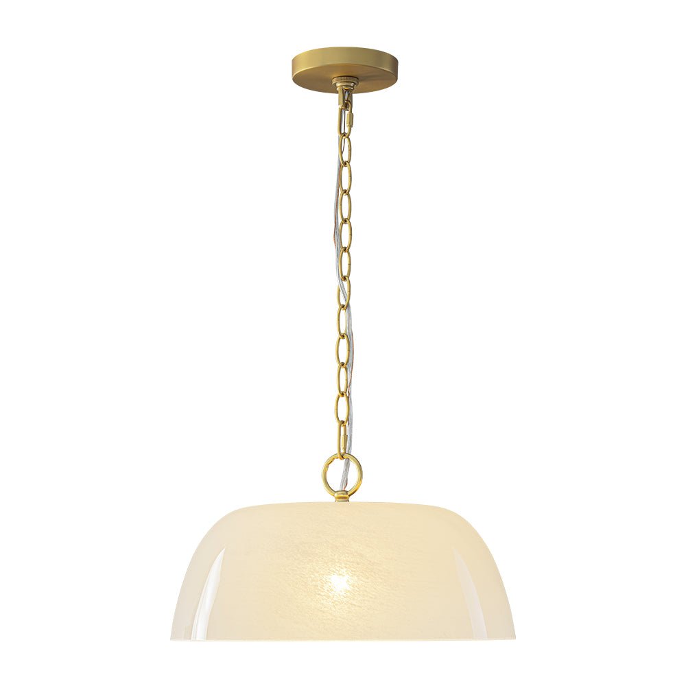 French Luxe 1-Light White Clouded Glass Round Pendant