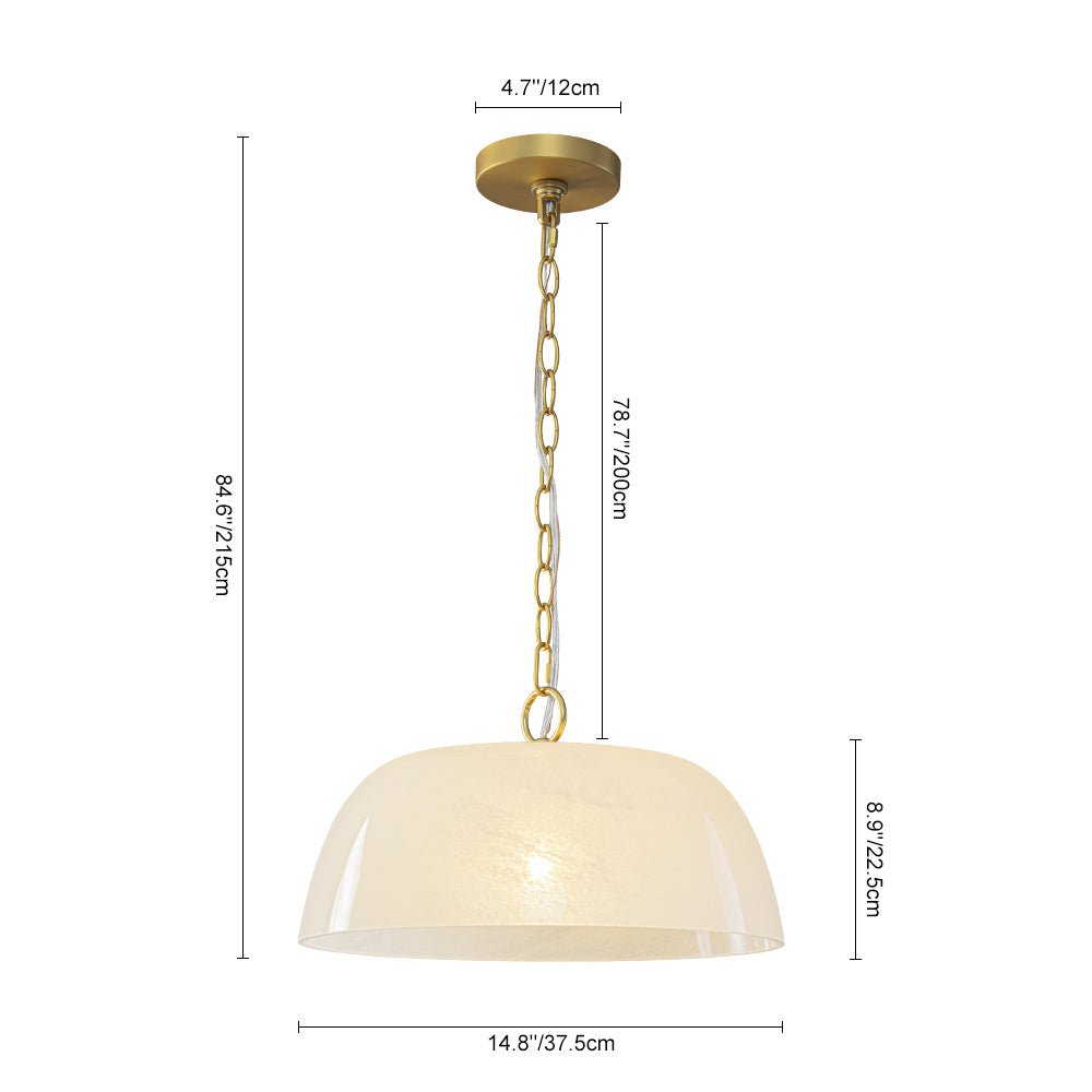 French Luxe 1-Light White Clouded Glass Round Pendant