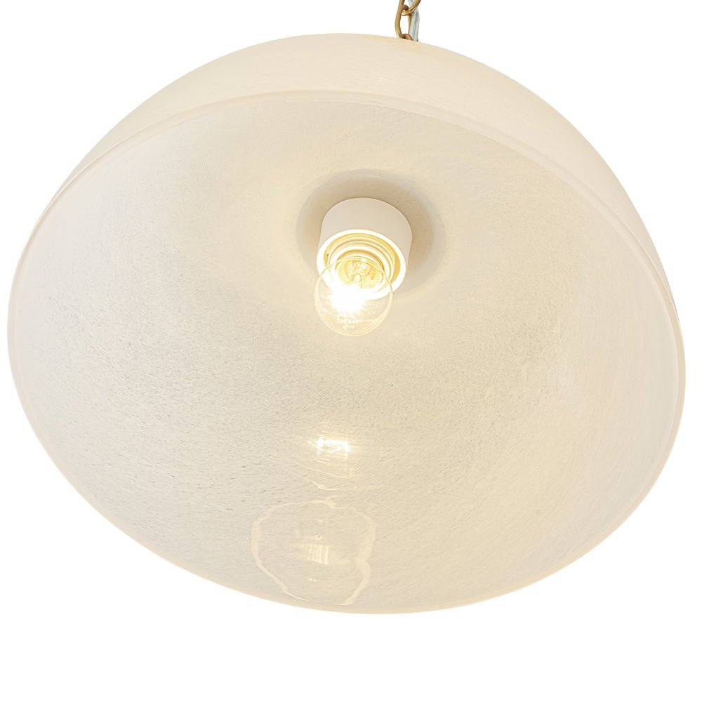 French Luxe 1-Light White Clouded Glass Round Pendant