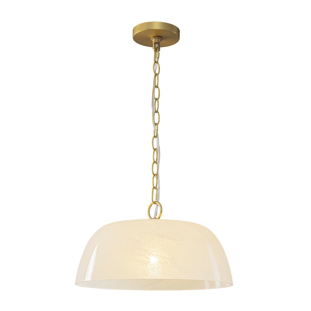 French Luxe 1-Light White Clouded Glass Round Pendant