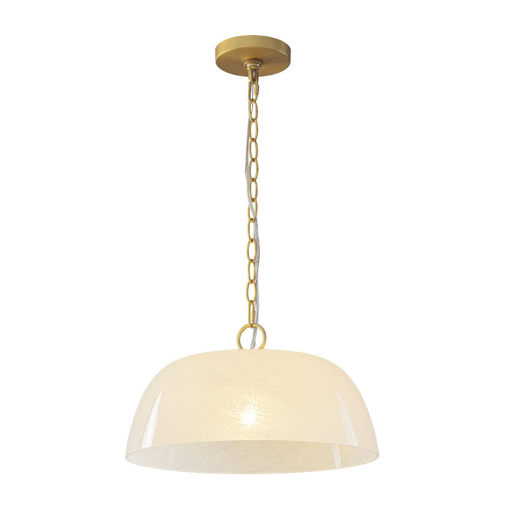 French Luxe 1-Light White Clouded Glass Round Pendant