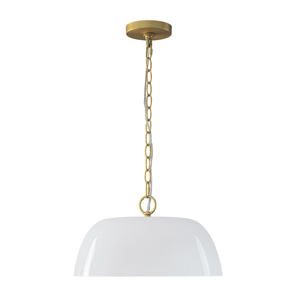 French Luxe 1-Light White Clouded Glass Round Pendant