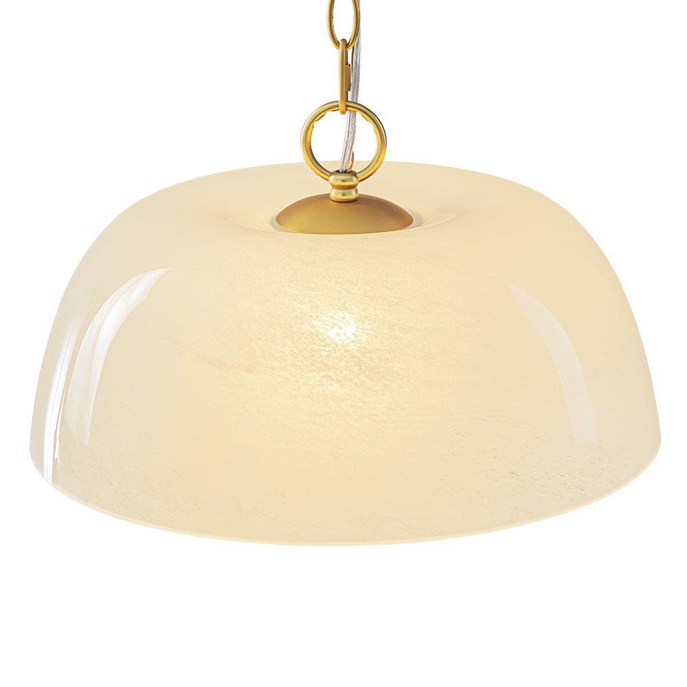 French Luxe 1-Light White Clouded Glass Round Pendant
