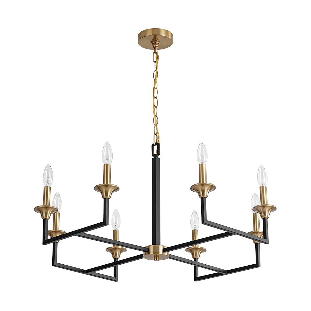 French Modern Iron 8-Light Candle Chandelier