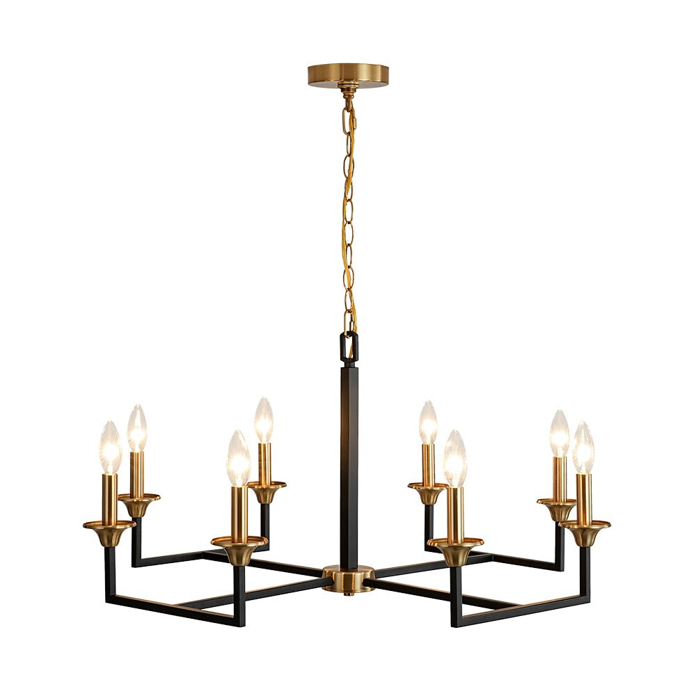 French Modern Iron 8-Light Candle Chandelier