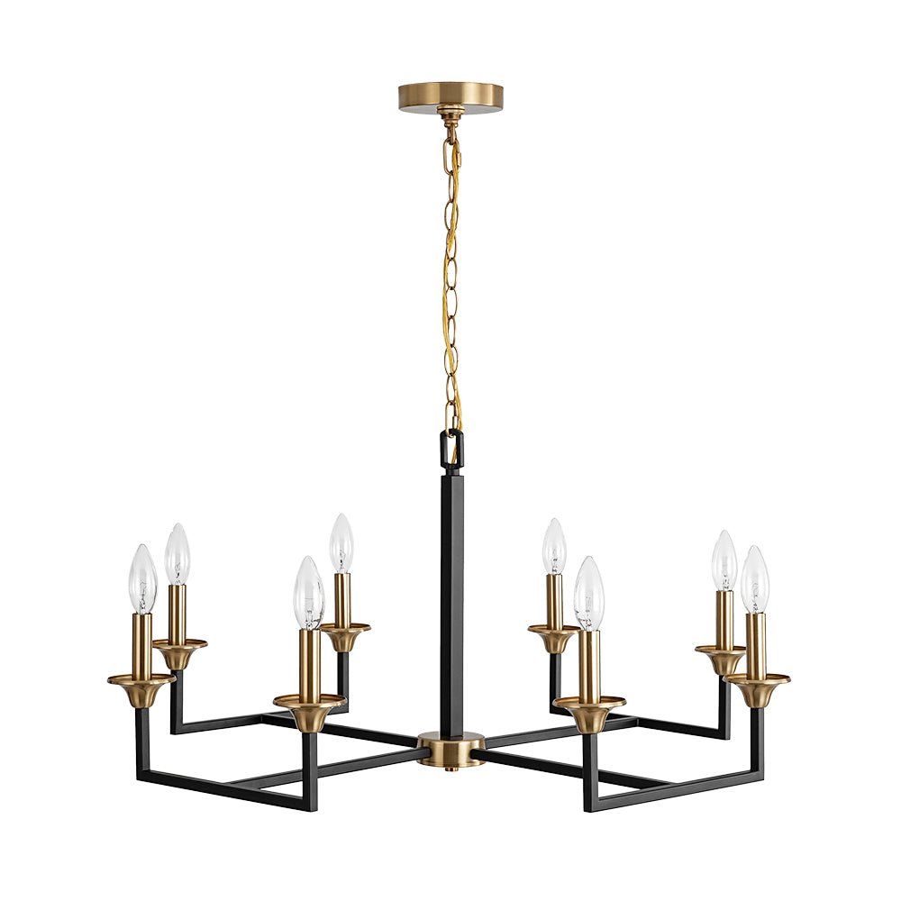 French Modern Iron 8-Light Candle Chandelier