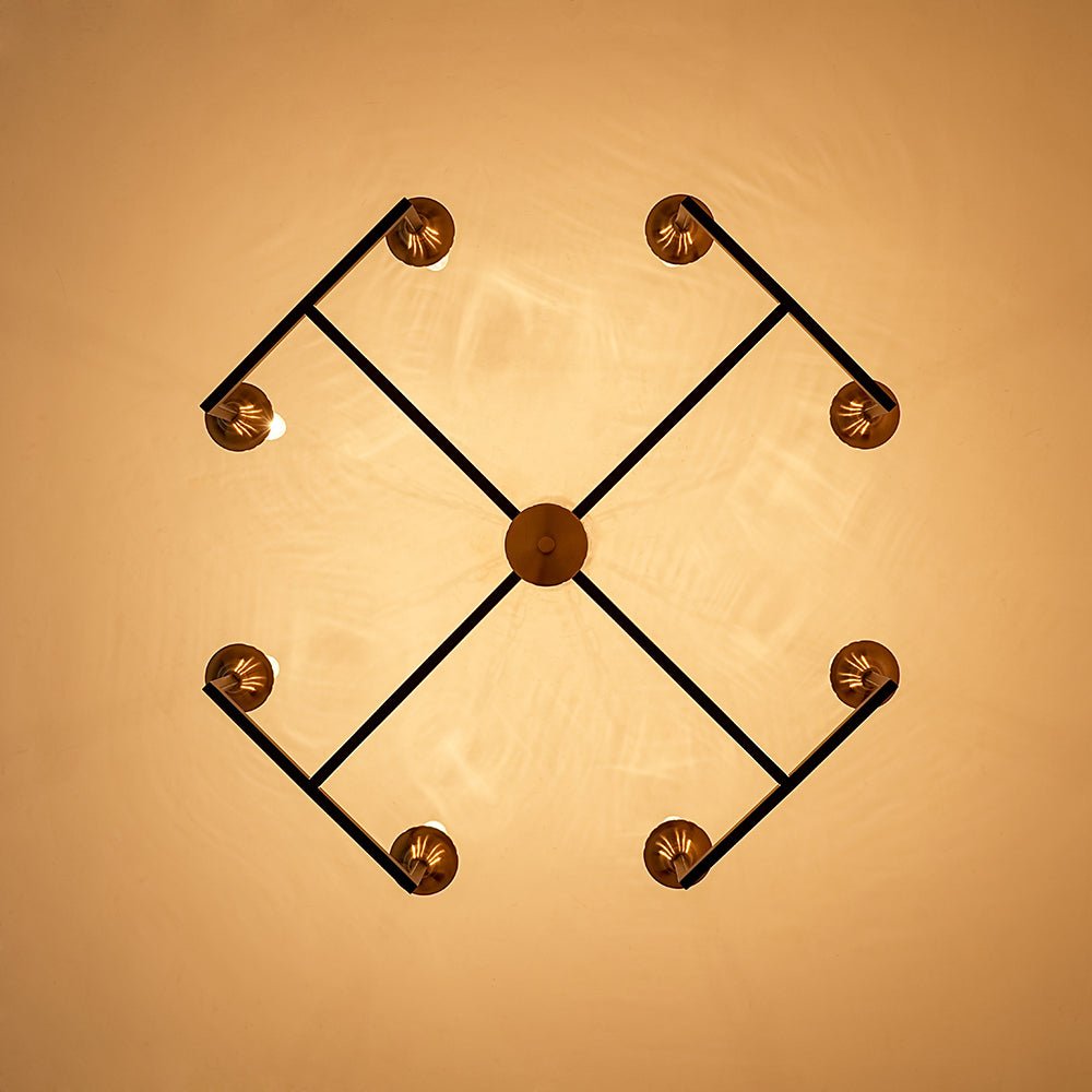 French Modern Iron 8-Light Candle Chandelier
