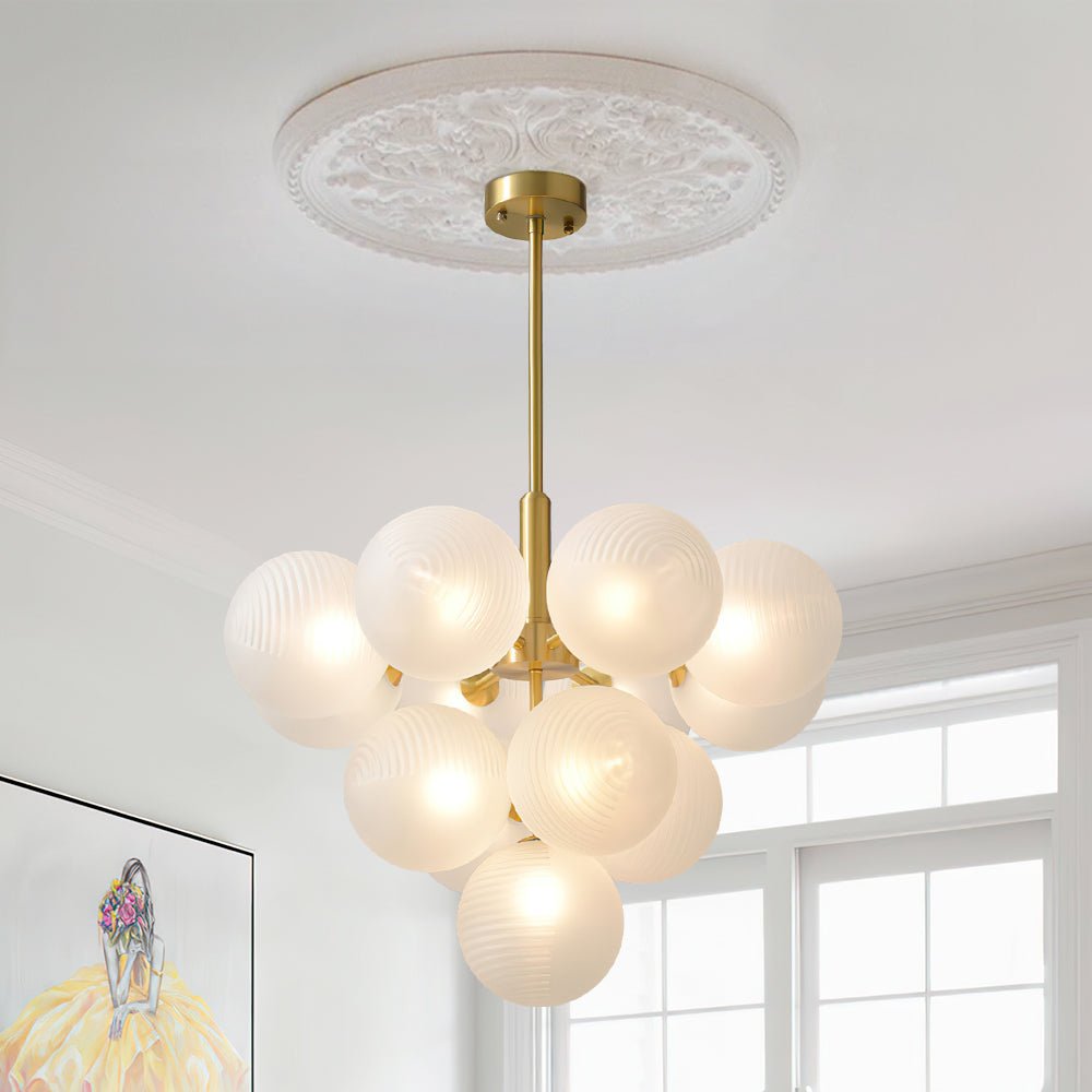 Frosted Ribbed Glass Bubble Chandelier