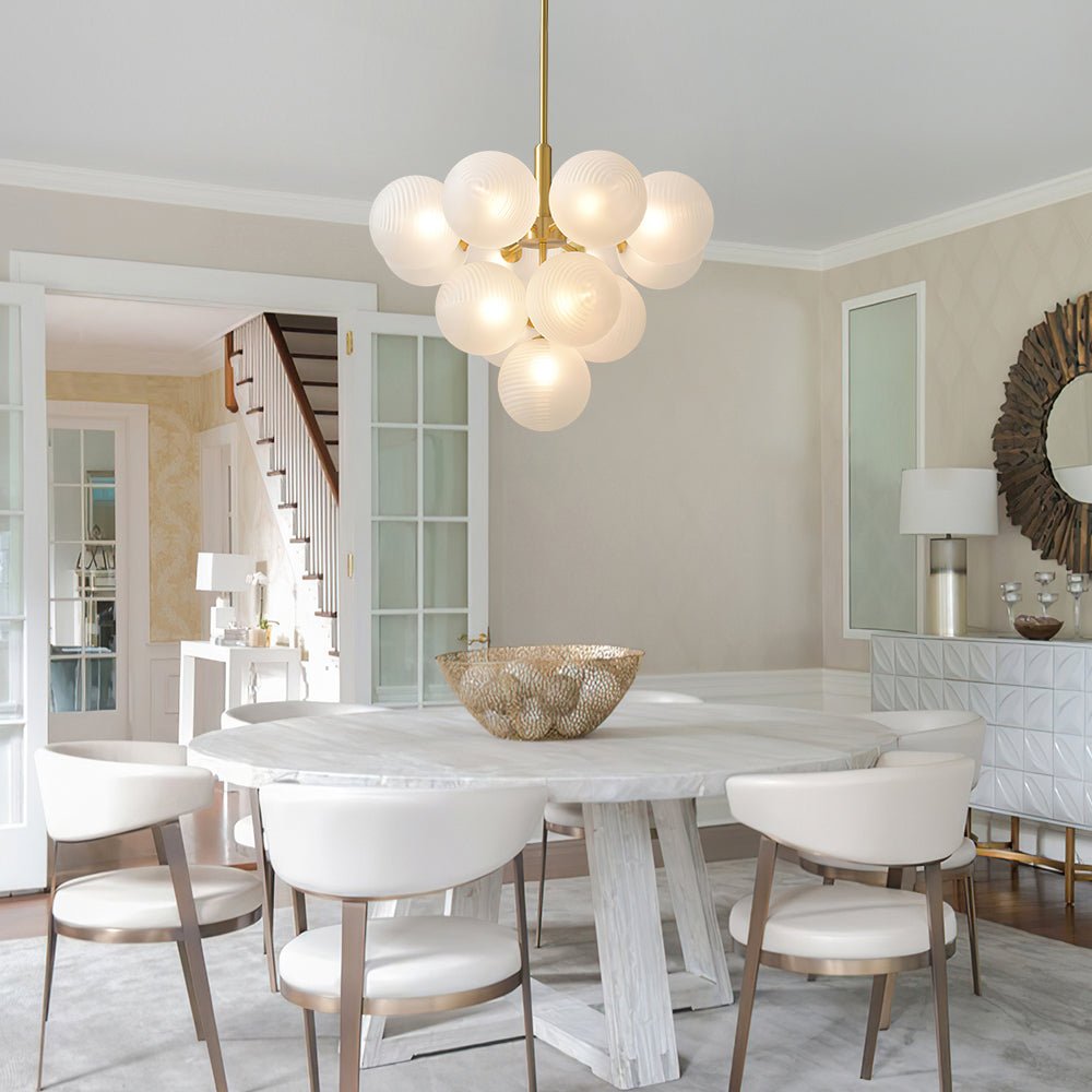 Frosted Ribbed Glass Bubble Chandelier