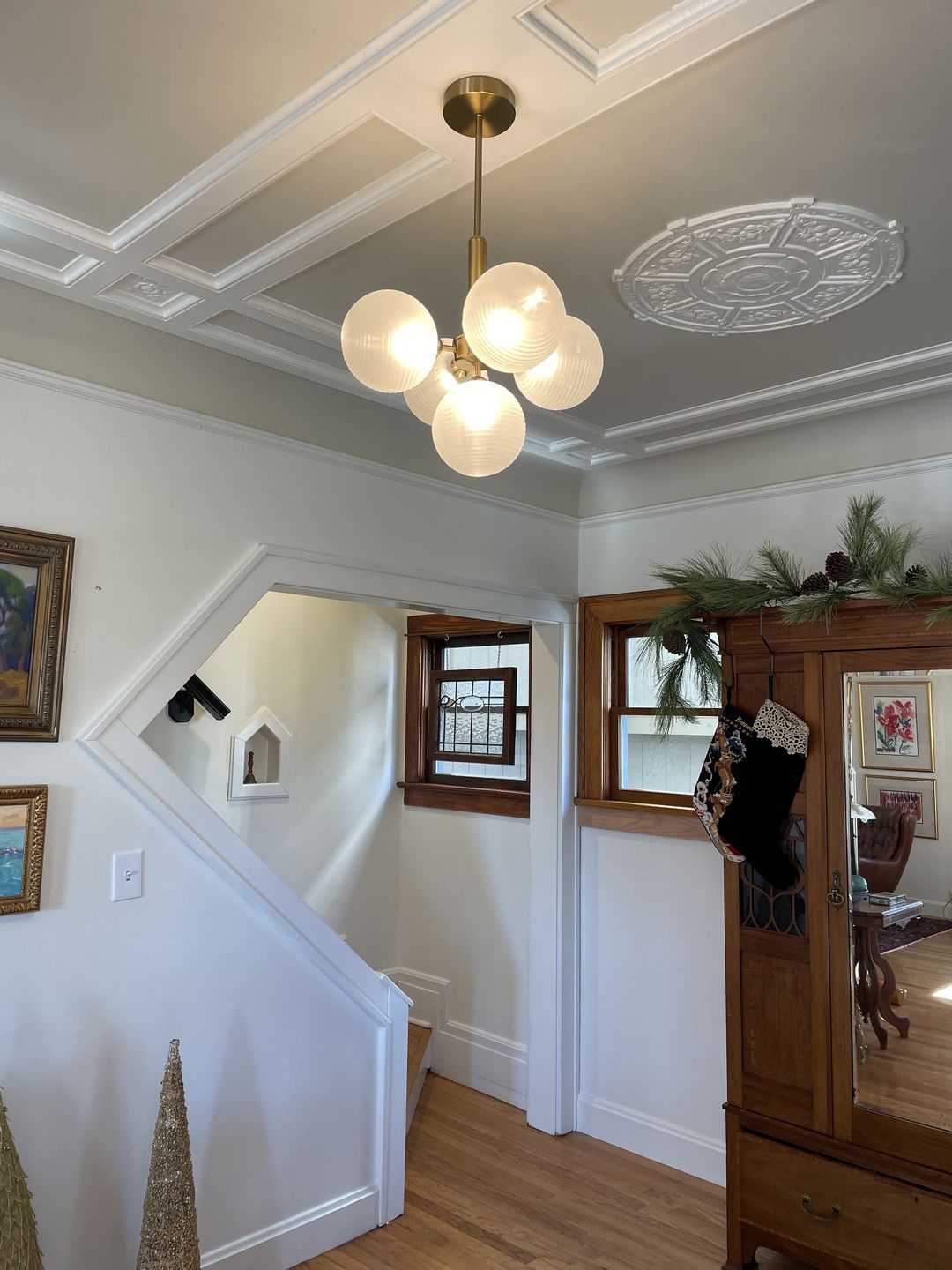 Frosted Ribbed Glass Bubble Chandelier