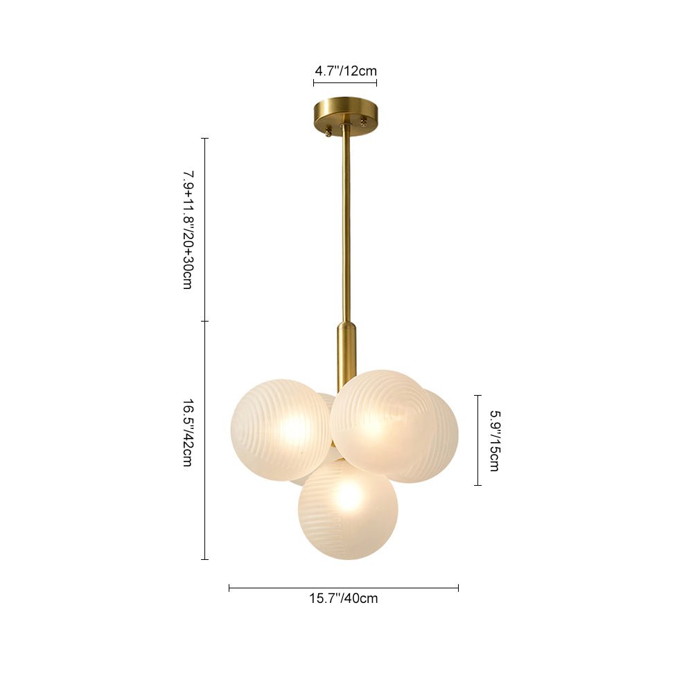 Frosted Ribbed Glass Bubble Chandelier