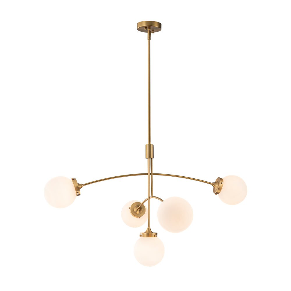 Funky 5-Light Seesaw Arched Arm Glass Globe Semi Flush Chandelier