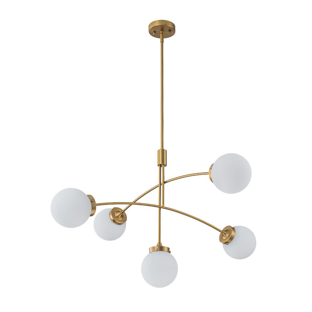 Funky 5-Light Seesaw Arched Arm Glass Globe Semi Flush Chandelier