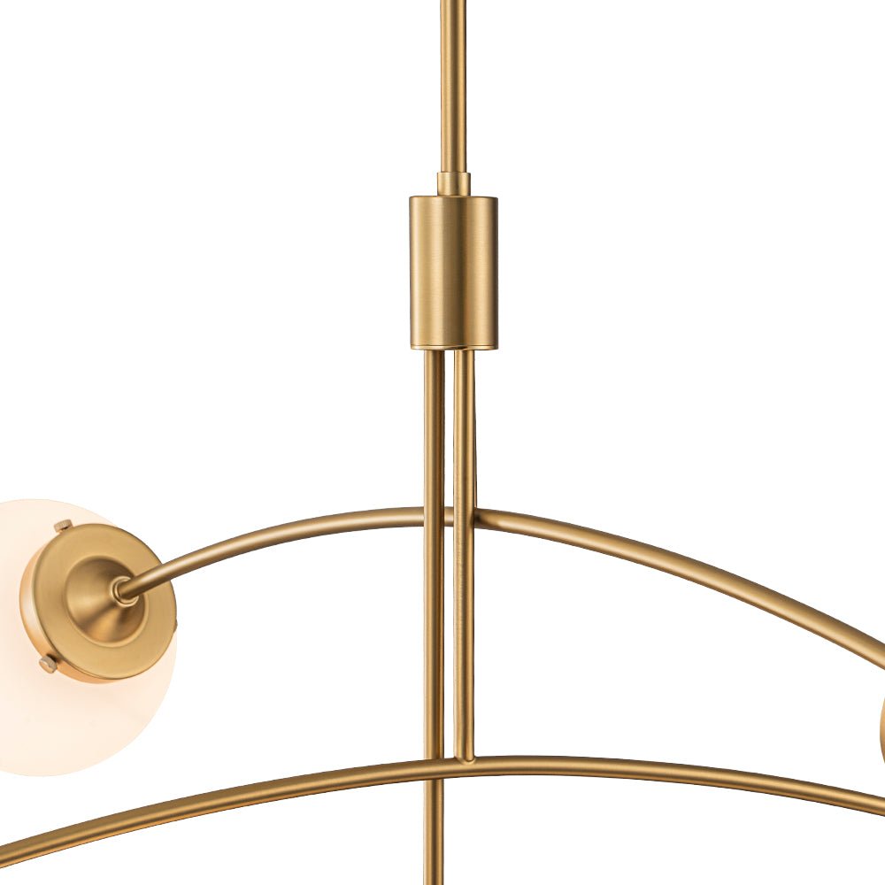 Funky 5-Light Seesaw Arched Arm Glass Globe Semi Flush Chandelier