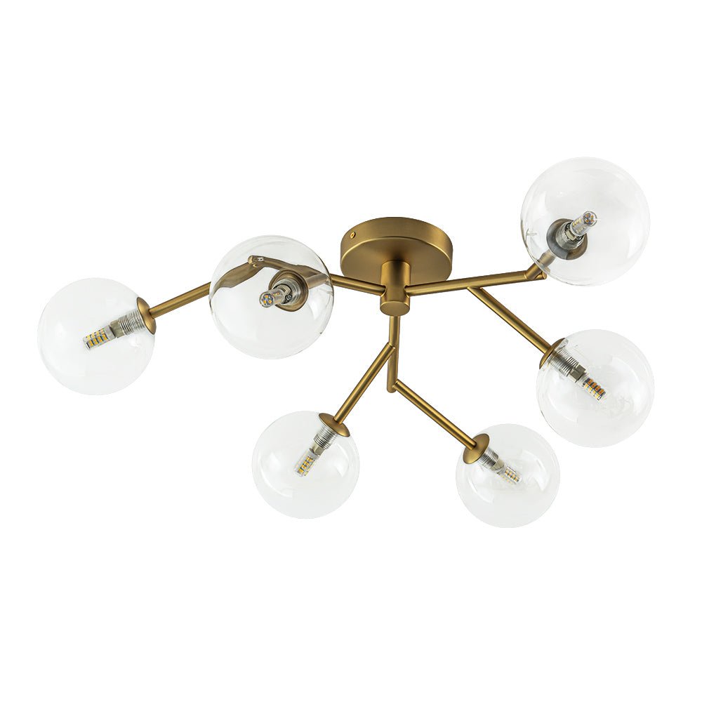 Funky Branch Style 6-Light Clear Glass Bubble Semi Flush Mount