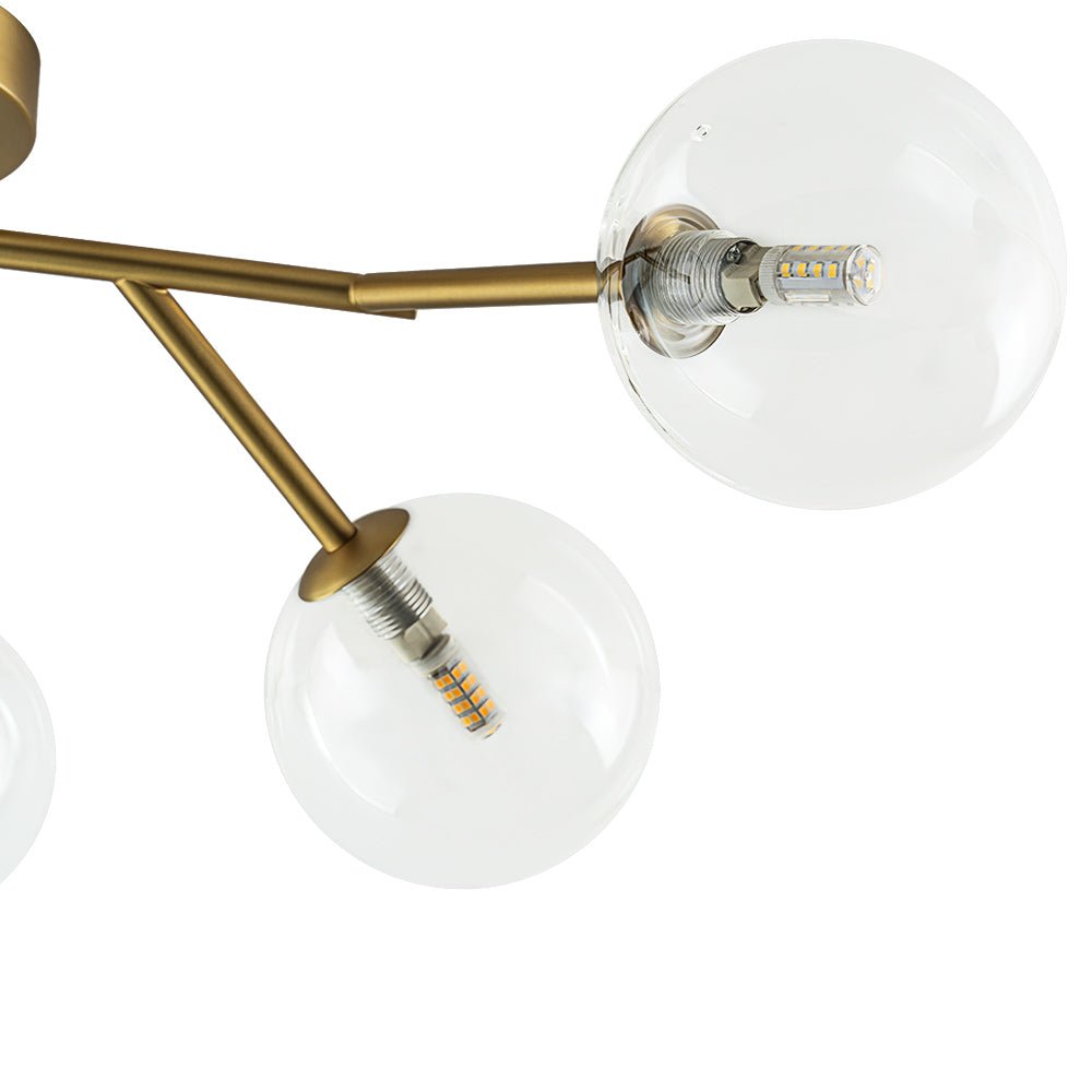 Funky Branch Style 6-Light Clear Glass Bubble Semi Flush Mount