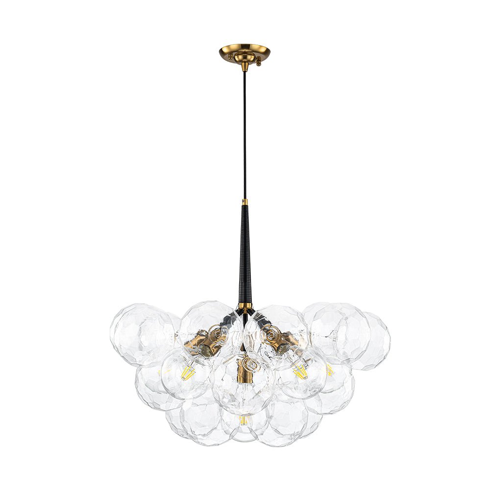 Funky Cluster Clear Faceted Glass Orb Bubble Chandelier