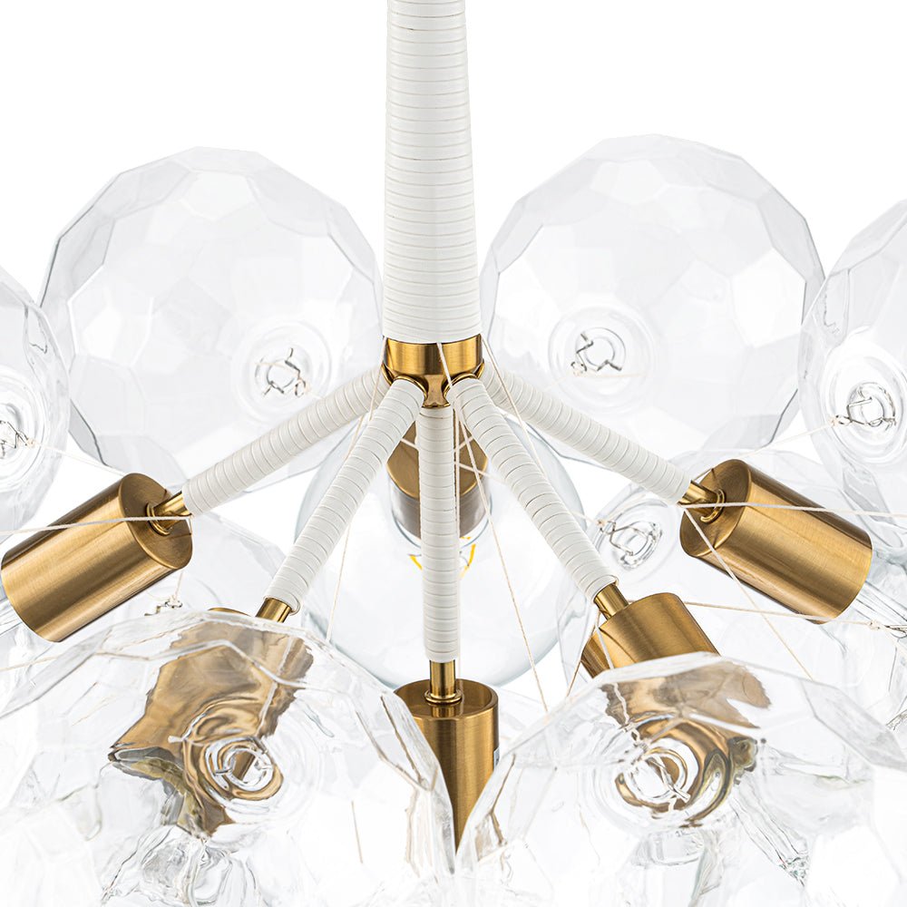 Funky Cluster Clear Faceted Glass Orb Bubble Chandelier