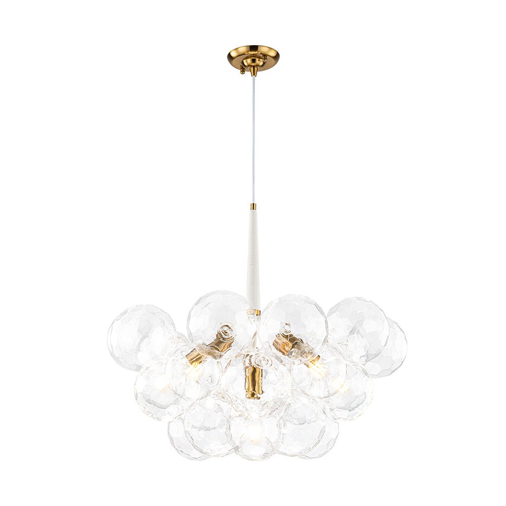 Funky Cluster Clear Faceted Glass Orb Bubble Chandelier