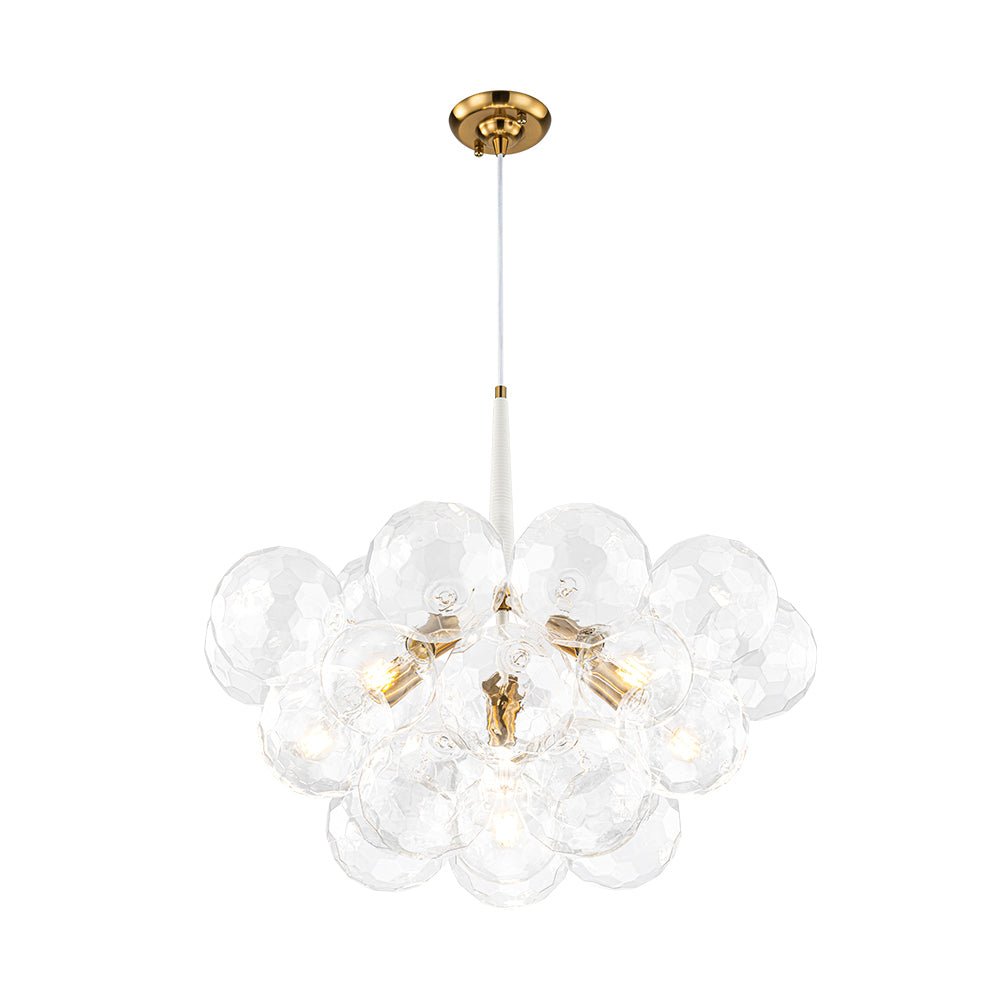 Funky Cluster Clear Faceted Glass Orb Bubble Chandelier