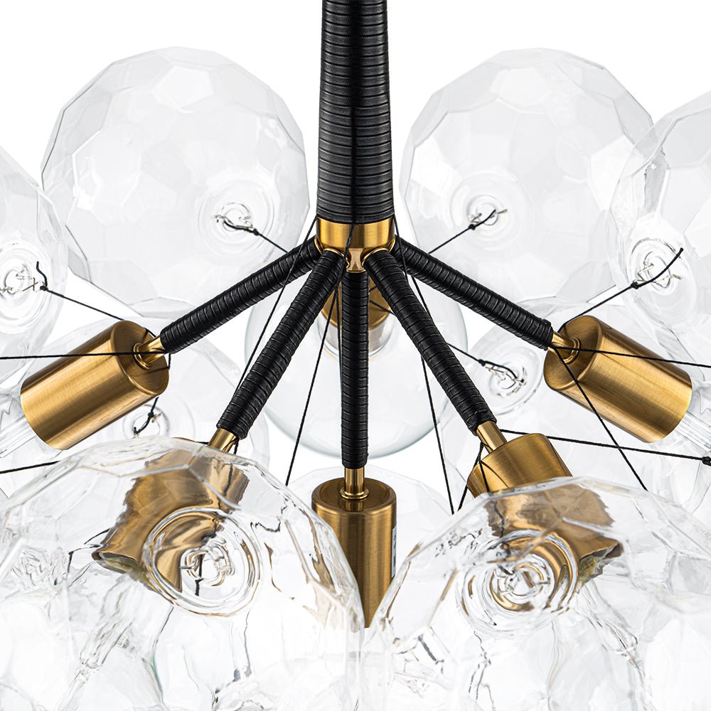 Funky Cluster Clear Faceted Glass Orb Bubble Chandelier