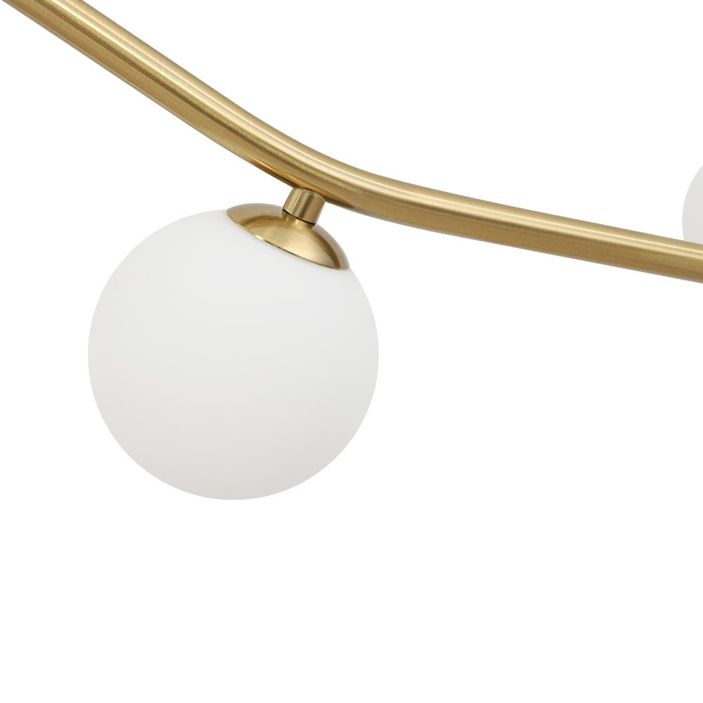 Funky Curved White Glass Bubble Linear Island Chandelier
