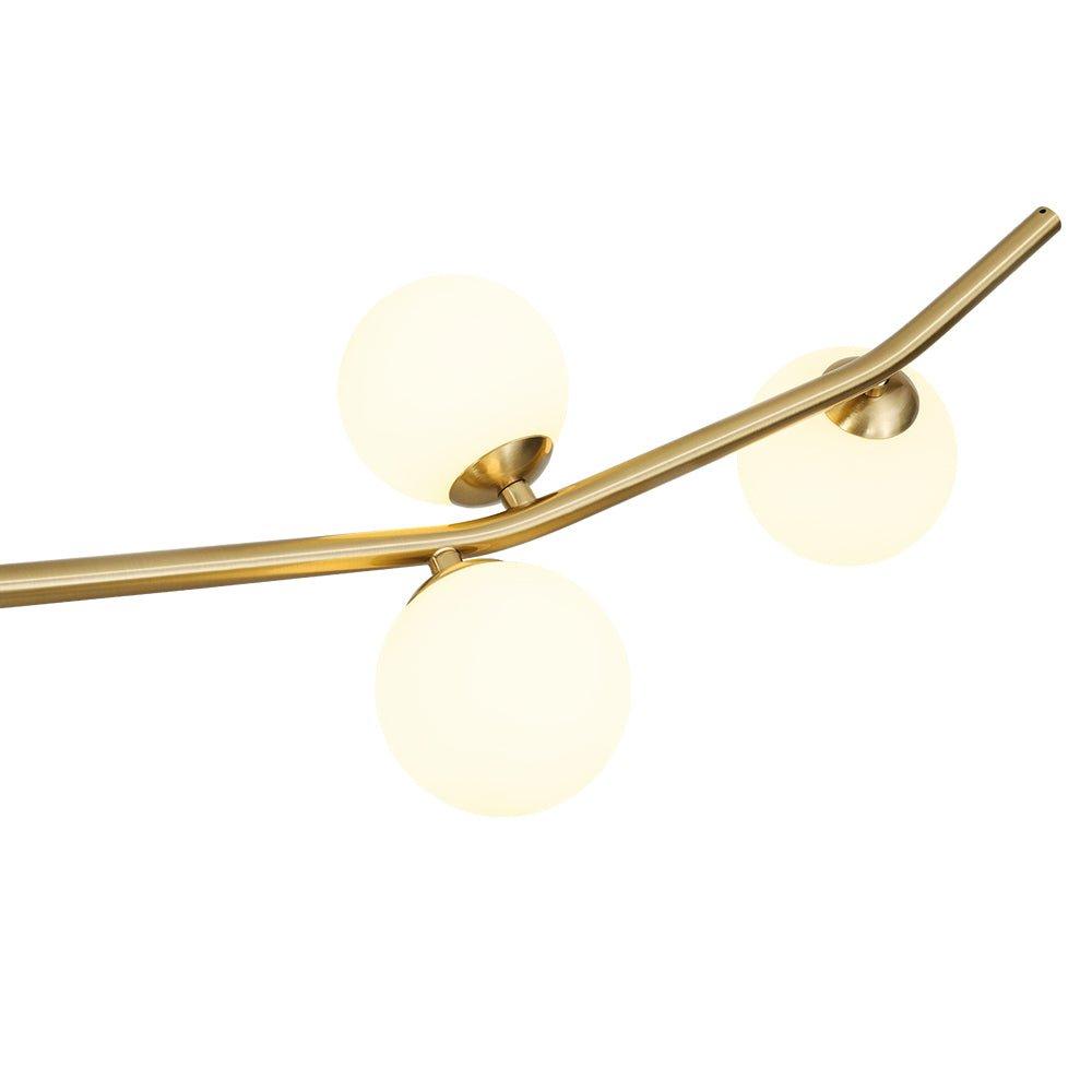 Funky Curved White Glass Bubble Linear Island Chandelier