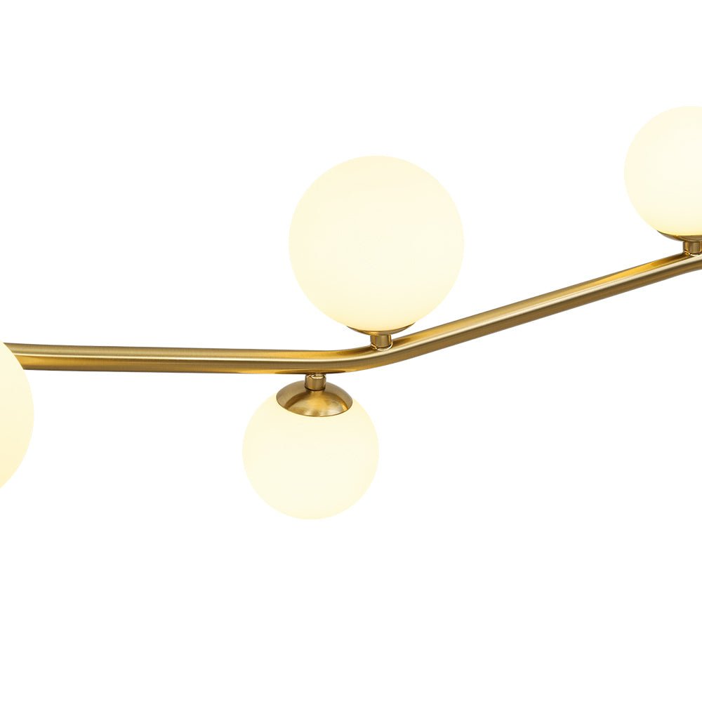 Funky Curved White Glass Bubble Linear Island Chandelier
