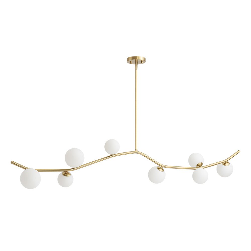 Funky Curved White Glass Bubble Linear Island Chandelier