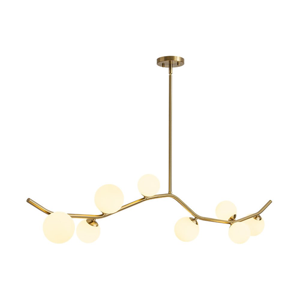 Funky Curved White Glass Bubble Linear Island Chandelier