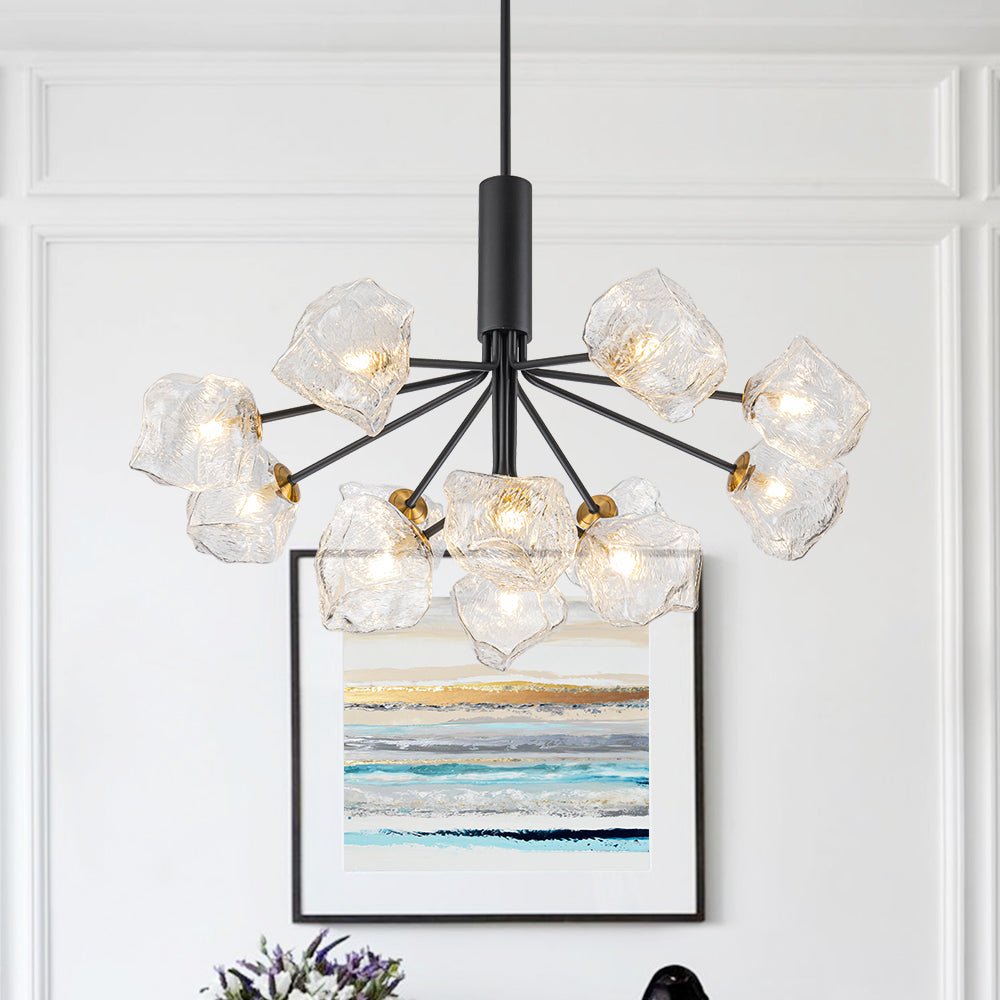 Funky Eclectic Frozen Icy Style Black Sputnik Chandelier