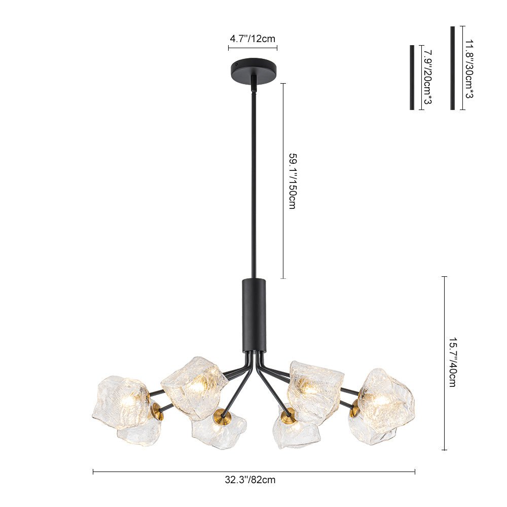 Funky Eclectic Frozen Icy Style Black Sputnik Chandelier