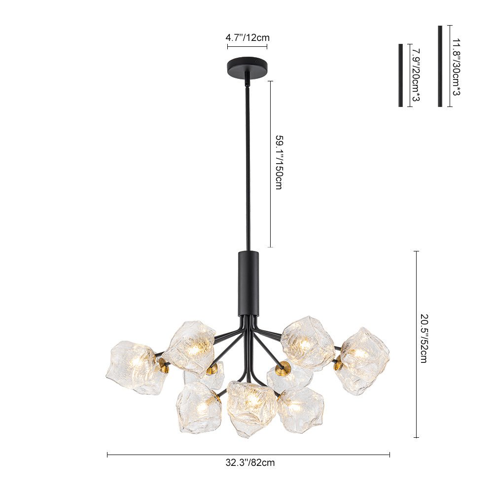 Funky Eclectic Frozen Icy Style Black Sputnik Chandelier