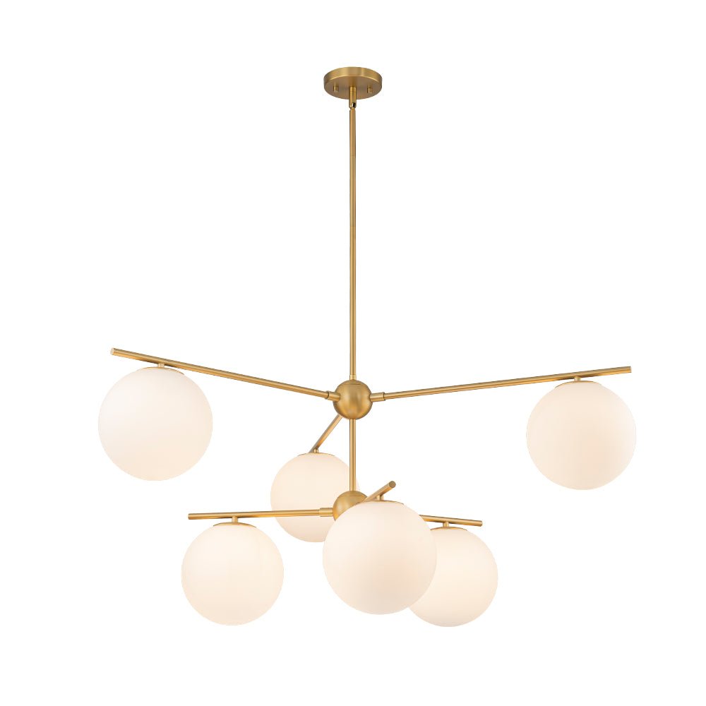 Funky Linear Sputnik Opal Glass Globe Tier Bubble Chandelier