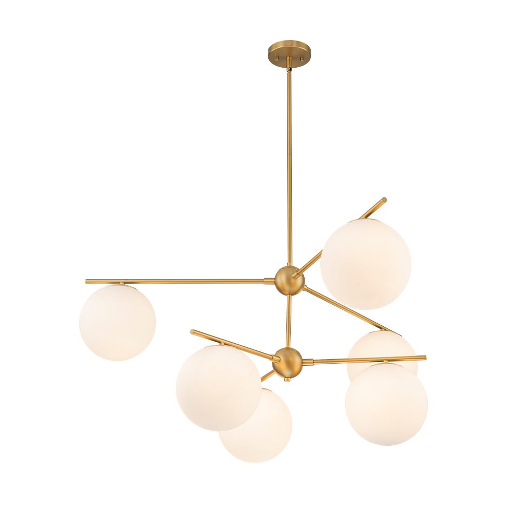 Funky Linear Sputnik Opal Glass Globe Tier Bubble Chandelier