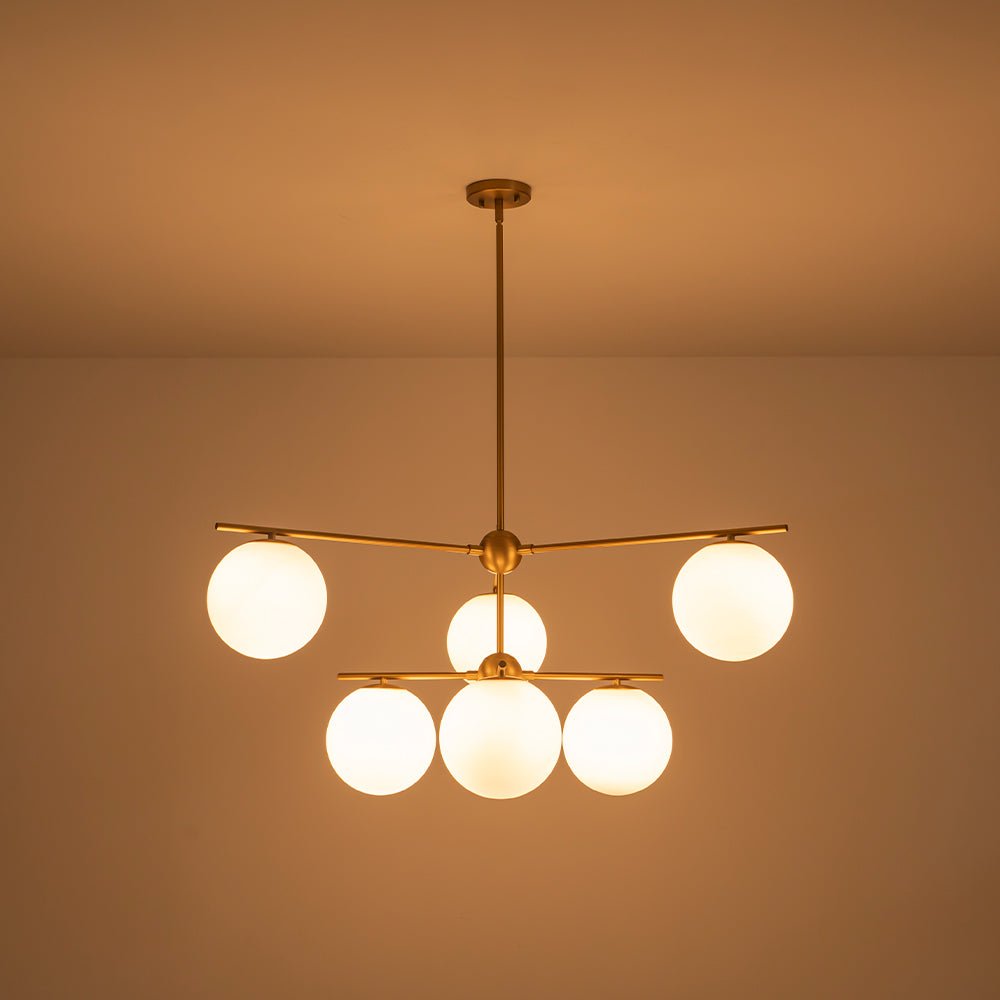 Funky Linear Sputnik Opal Glass Globe Tier Bubble Chandelier