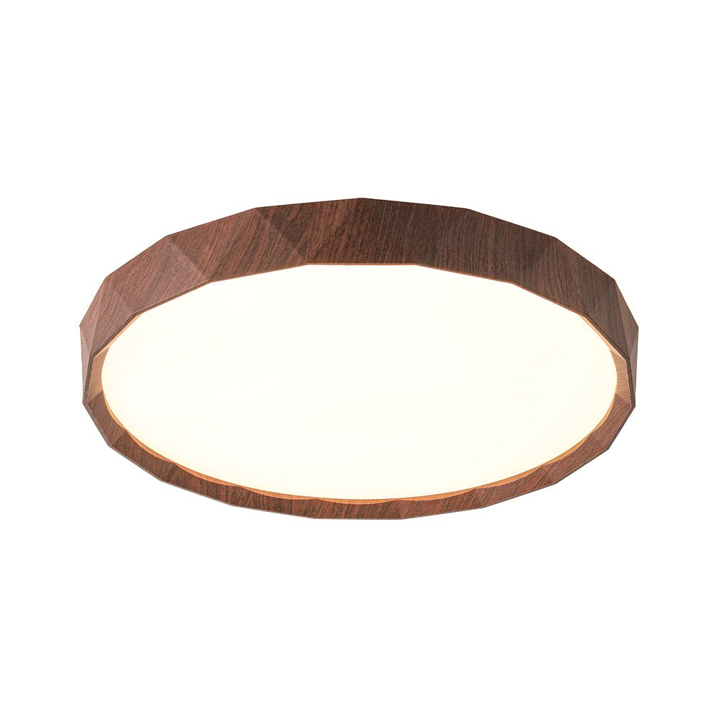 Geometric Wood Style Dimmable LED Flush Mount Light