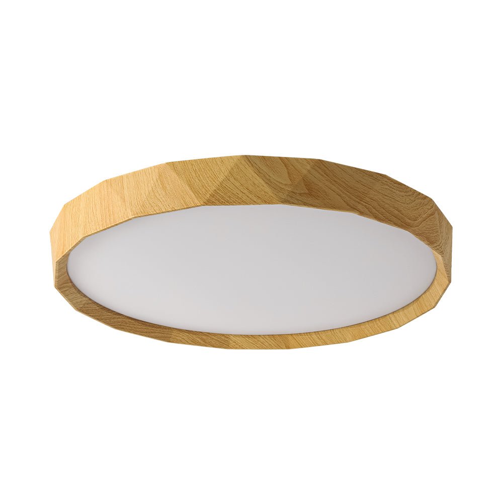 Geometric Wood Style Dimmable LED Flush Mount Light
