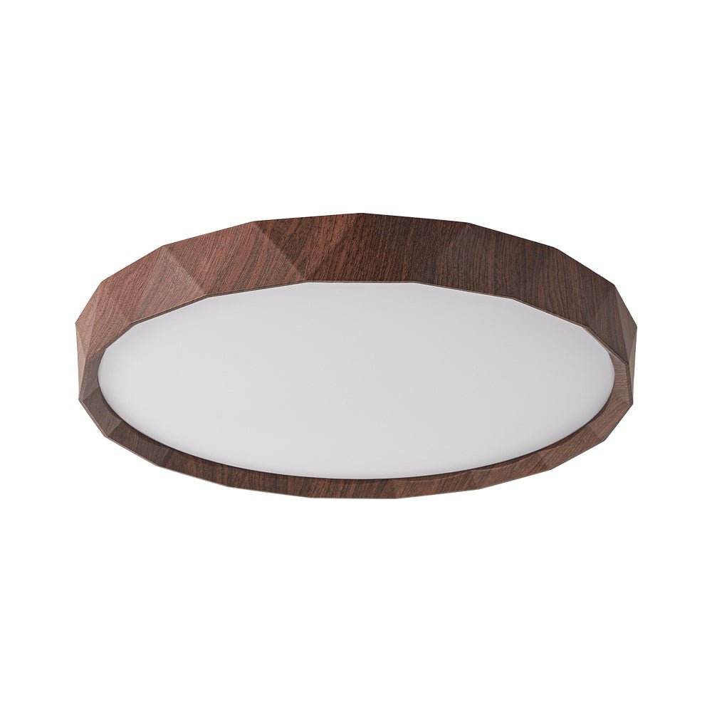 Geometric Wood Style Dimmable LED Flush Mount Light