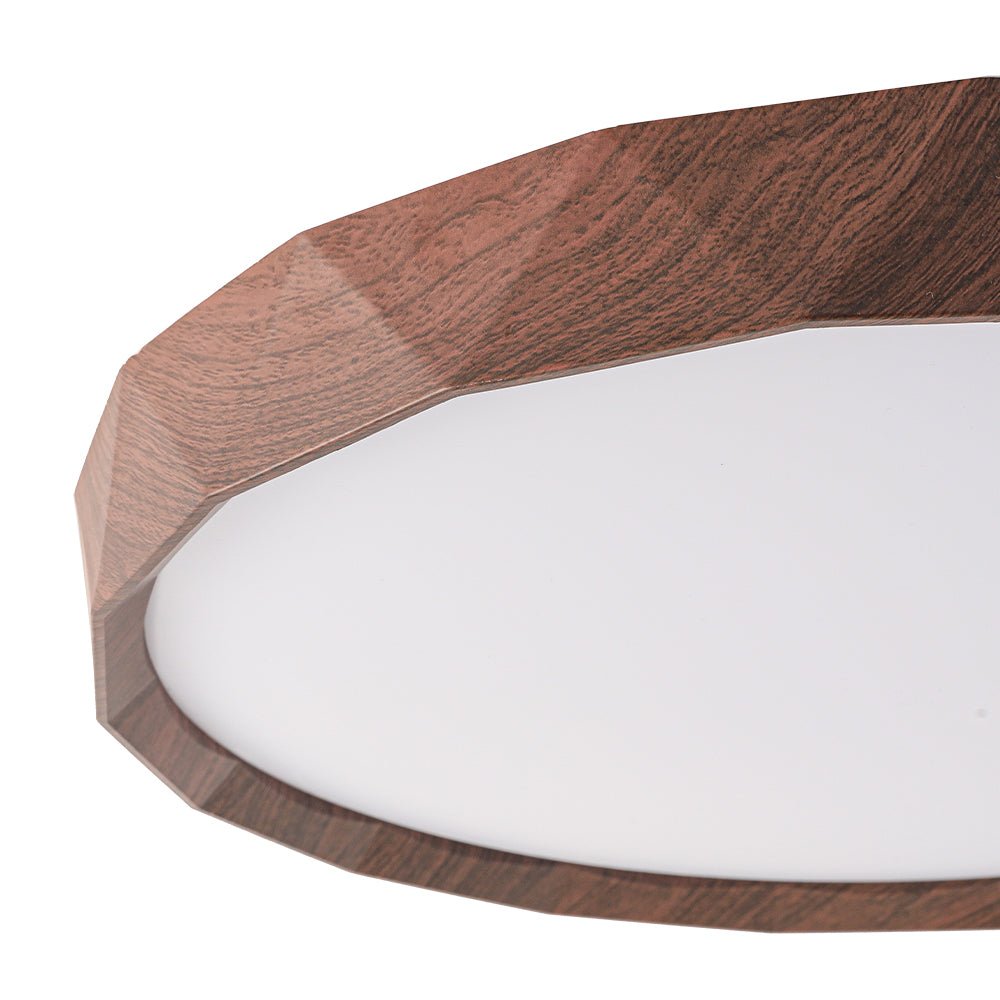 Geometric Wood Style Dimmable LED Flush Mount Light
