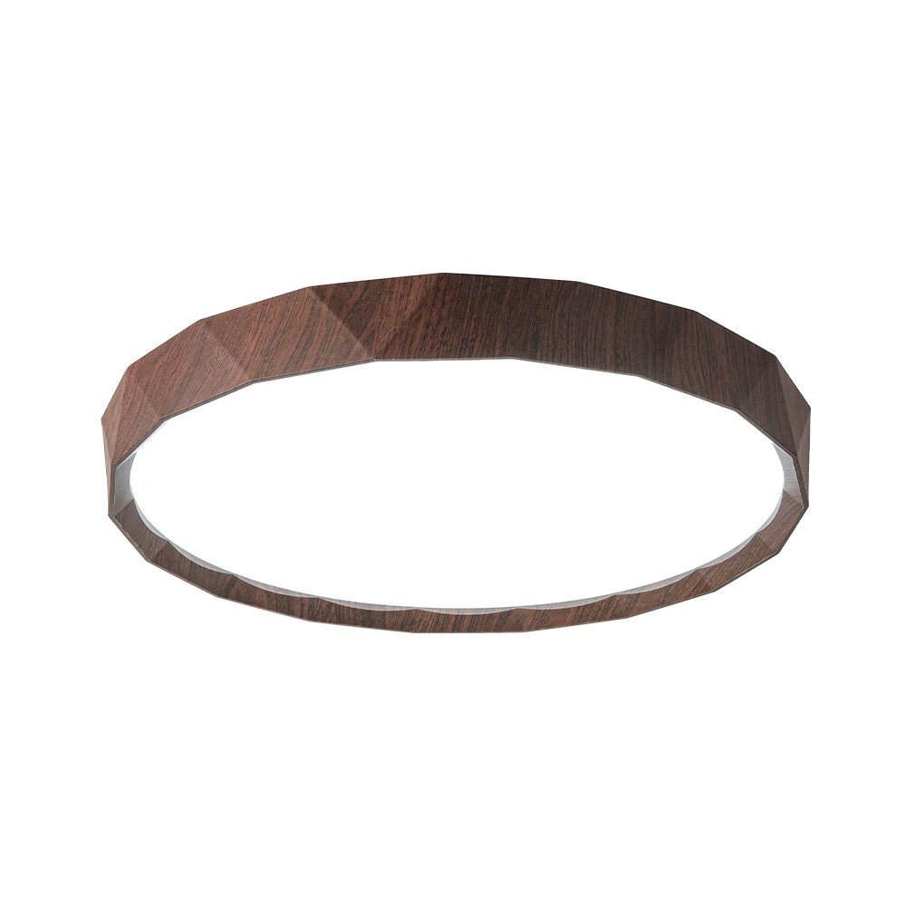 Geometric Wood Style Dimmable LED Flush Mount Light