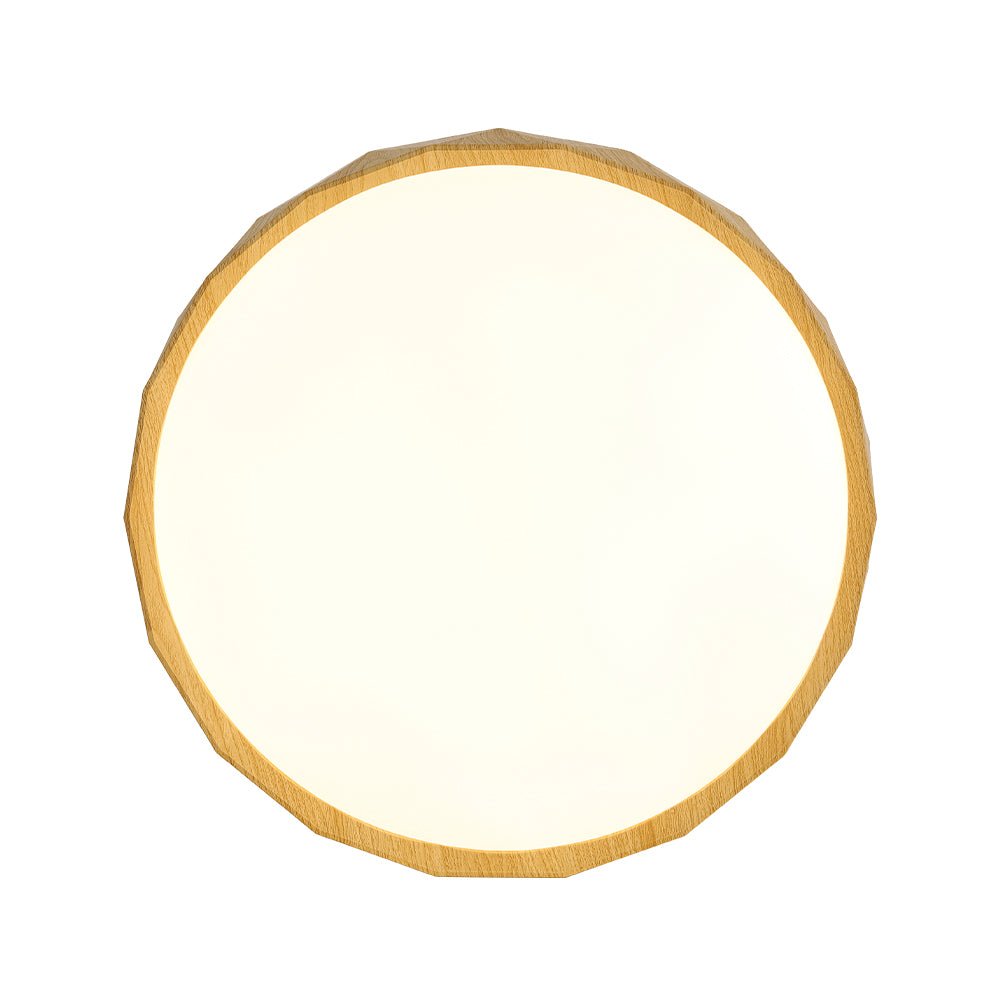 Geometric Wood Style Dimmable LED Flush Mount Light